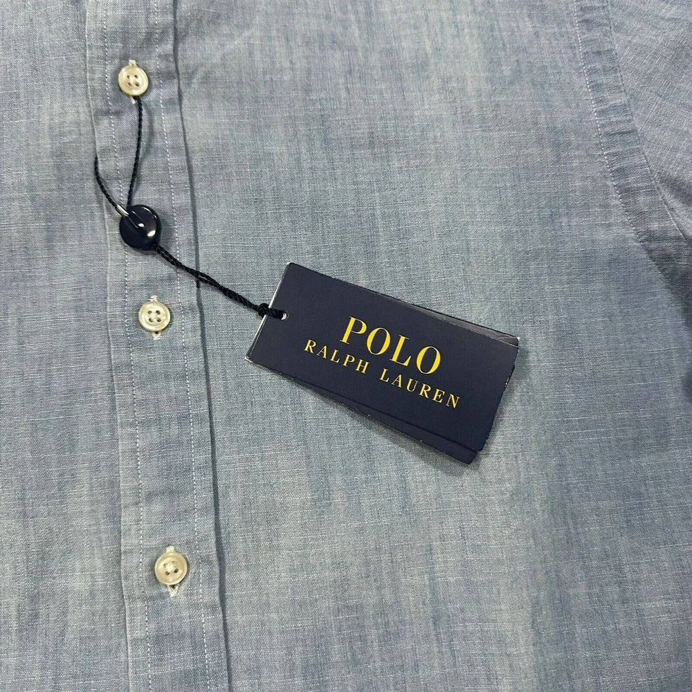 NWT‎ Polo Ralph Lauren Shirt Mens 15 38 Blue Button Up Slim Fit